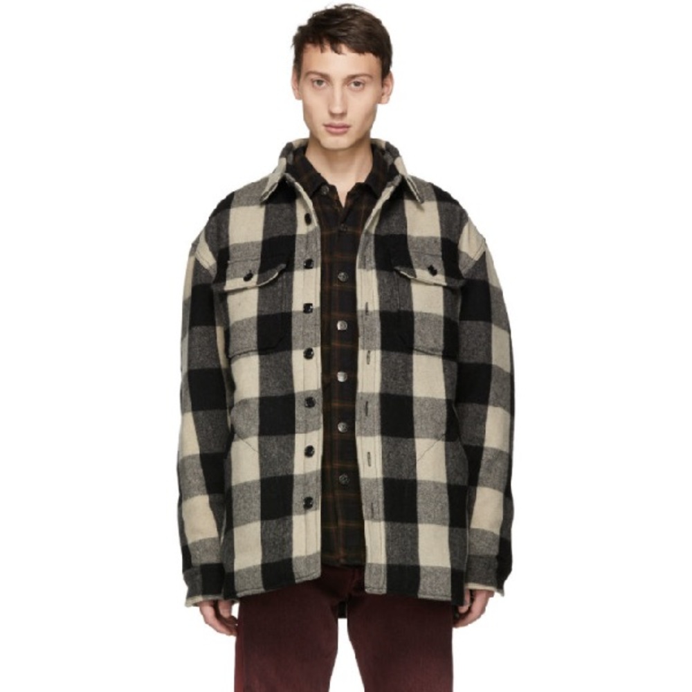 R13 Workshirt Buffalo-Checked Wool-Blend Jacket